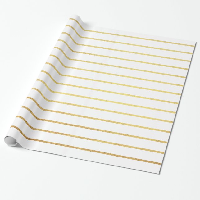 Papel de embrulho de listras brancas e douradas (Desenrolado)