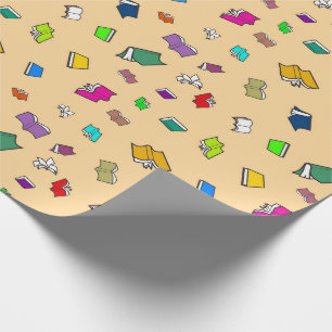 Papel de Embrulho de Livros Voadores Coloridos