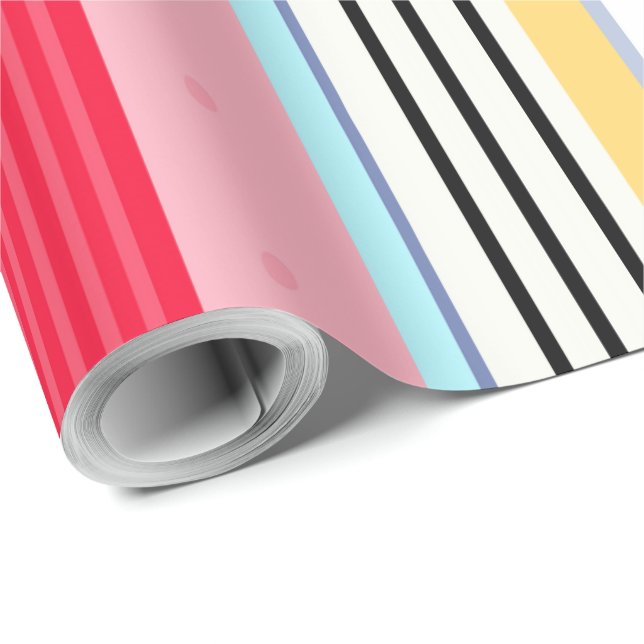 Papel de embrulho de luxo com padrão listrado (Ponta do rolo)