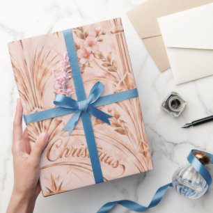 Papel de embrulho de luxo Natal em Rose Gold Merry