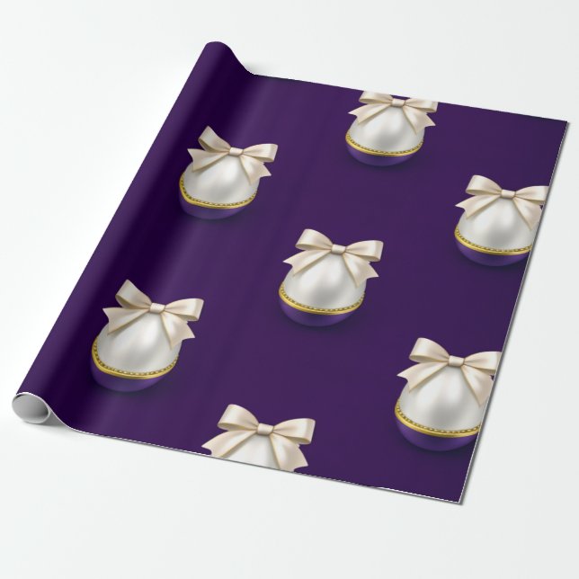 Papel de Embrulho de Luxo Pérola Roxa Real (Desenrolado)