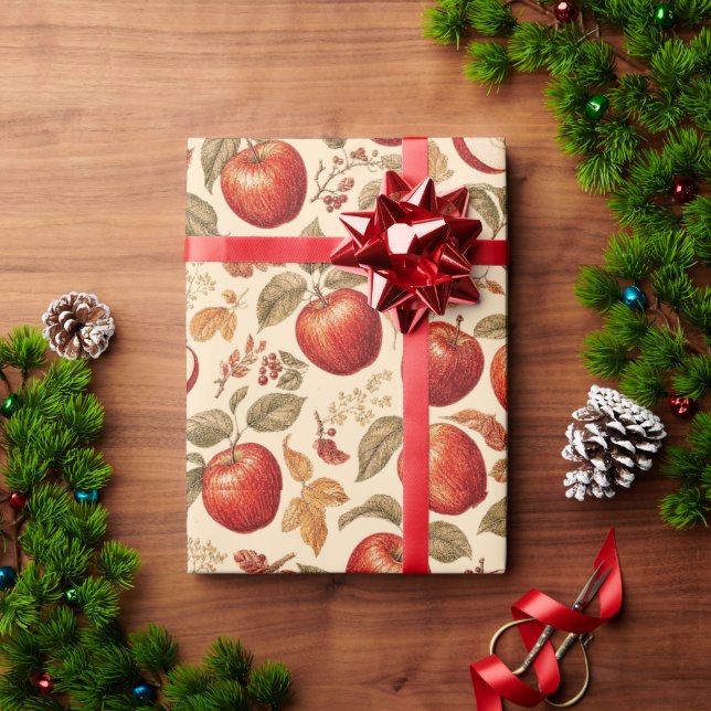 Papel de embrulho de maçã da colheita de outono (Presente de Natal)