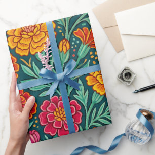 Papel de embrulho de margaridas de arte popular ab