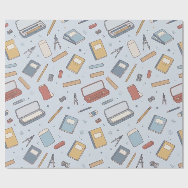 Papel de embrulho de material escolar retrô vintag (Aberto)