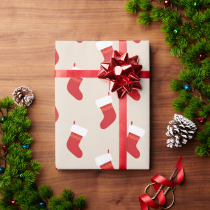 Papel de embrulho de meia de Natal vermelha fofa