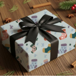 Papel de embrulho de meias de Natal