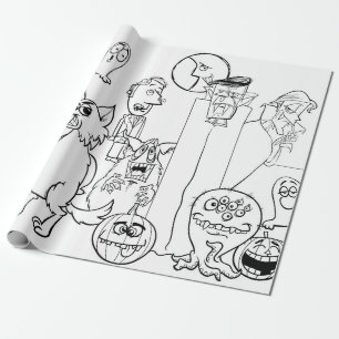 Papel de embrulho de monstros de mão dupla