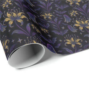 Papel de Embrulho de Morcego Floral Enfeitiçado