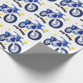 Papel de embrulho de motocicleta azul e mensagem p