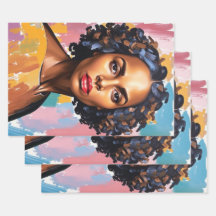 Papel de embrulho de mulher negra Pop Art