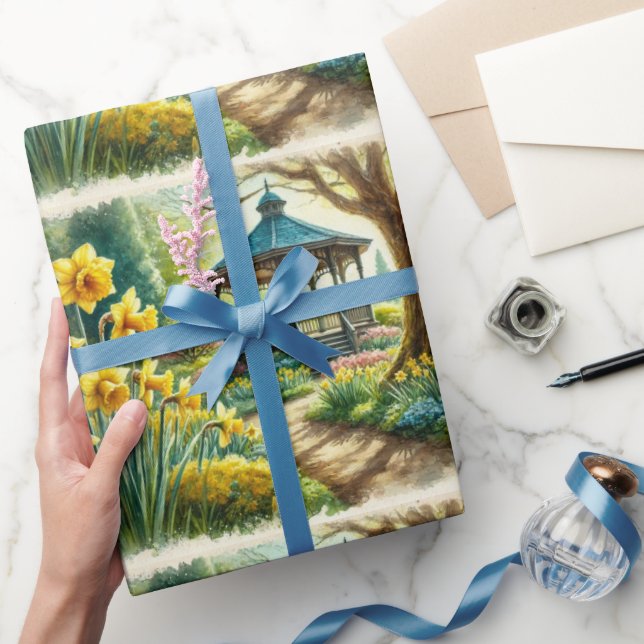 Papel de embrulho de narcisos para festa da primav (Presentear)