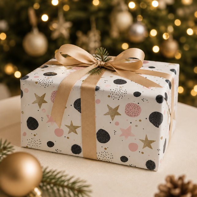 Papel de embrulho de Natal abstrato em rosa dourad (Criador carregado)