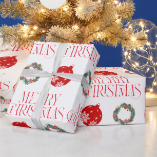 Papel de embrulho de Natal Alegre com ornamento e 