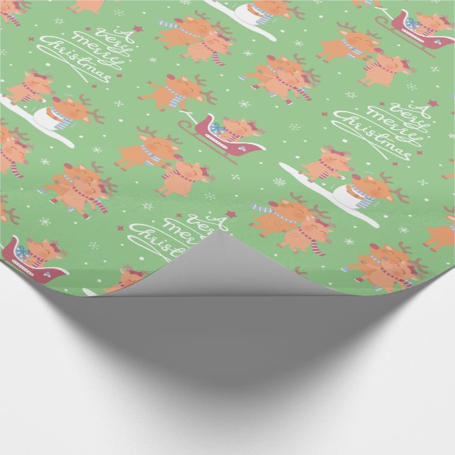 Papel de embrulho de Natal alegre e fofo de rena (Ponta)