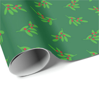 Papel de embrulho de Natal Alegre Holly & Berry