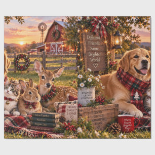 Papel de embrulho de Natal amigos da casa rustica
