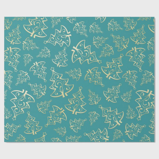 Papel de embrulho de Natal Aqua & Teal com Acentos (Aberto)