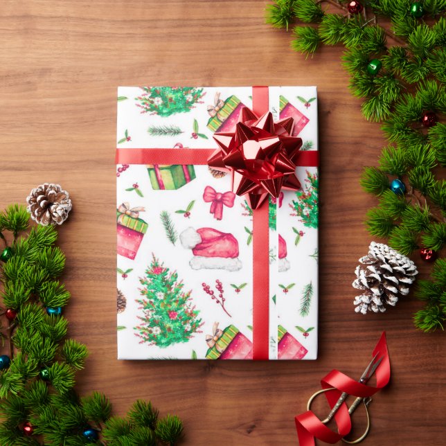 Papel de embrulho de Natal aquarela (Presente de Natal)