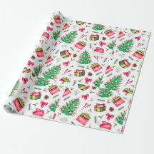 Papel de embrulho de Natal aquarela