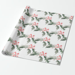 Papel de embrulho de Natal aquarela botânica