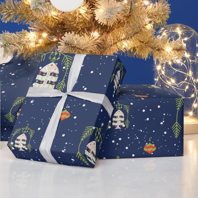 Papel de embrulho de Natal Arco de ramo de pinheir (Feriados)