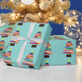 Papel de embrulho de Natal - Árvore de Natal Funky