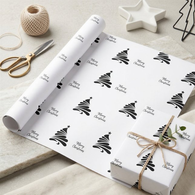 Papel de embrulho de Natal Árvore de Natal Preto e (Criador carregado)