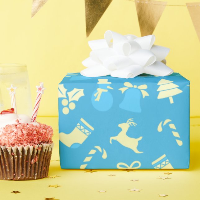 Papel de embrulho de Natal azul-Céu (Festa de aniversário)