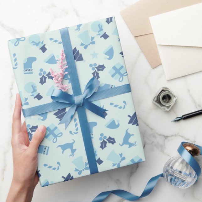 Papel de embrulho de Natal azul-esmalte (Presentear)