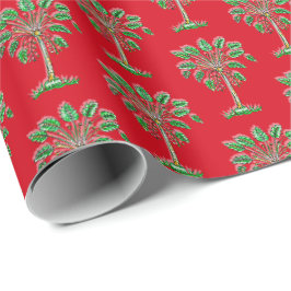 Papel de embrulho de Natal Block Print Palmetto