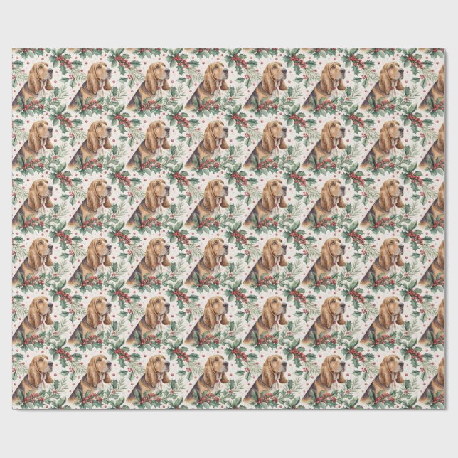 Papel de embrulho de Natal Bloodhound (Aberto)