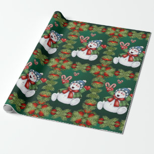 Papel de embrulho de Natal Boneco de Neve