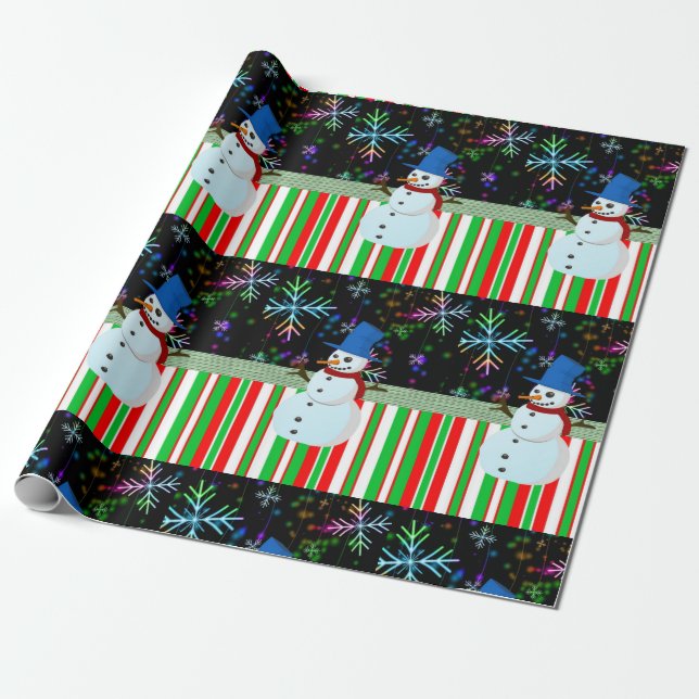 Papel de embrulho de Natal Boneco de Neve (Desenrolado)