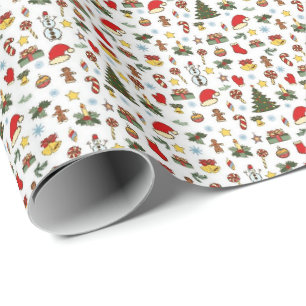 Papel de embrulho de Natal - Boneco de neve + Chap