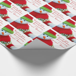 Papel de embrulho de Natal/Boneco de neve e alegri