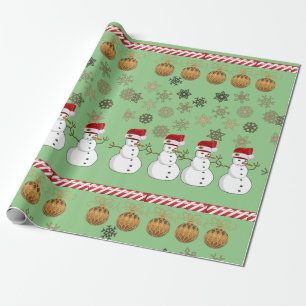 Papel de embrulho de Natal Boneco de Neve Verde