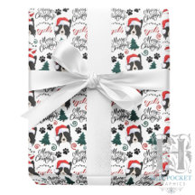 Papel de embrulho de Natal Border Collie