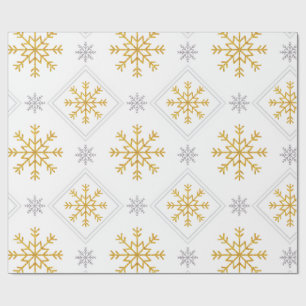 Papel de embrulho de Natal Branco, Dourado e Prata