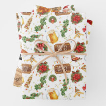 Papel de embrulho de Natal britânico Papai Noel