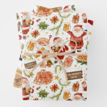 Papel de embrulho de Natal britânico Papai Noel