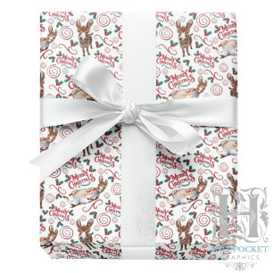 Papel de embrulho de Natal Burro Alegre Branco