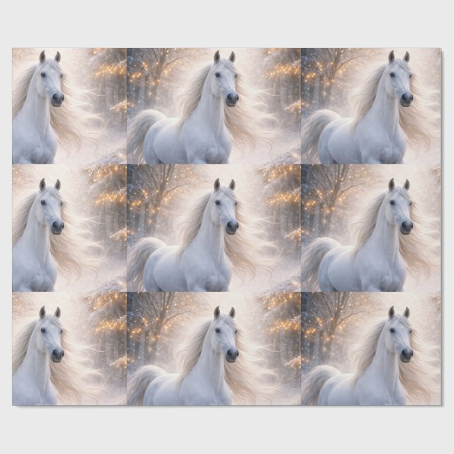 Papel de embrulho de Natal Cavalo e Neve (Aberto)