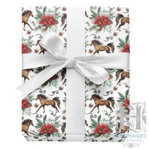 Papel de embrulho de Natal Cavalo Elegante