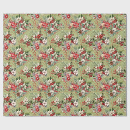 Papel de embrulho de Natal Clássico Poinsettia & F
