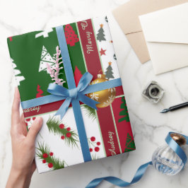 Papel de embrulho de Natal colorido com texto