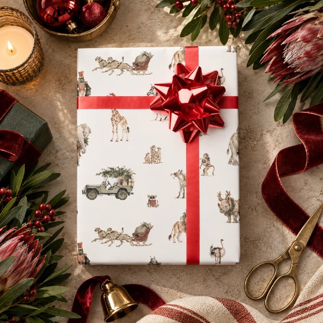 Papel de embrulho de Natal com animais da savana (Criador carregado)
