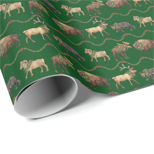 Papel de embrulho de Natal com animais do Colorado (Ponta do rolo)