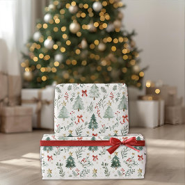 Papel de embrulho de Natal com aquarela moderna