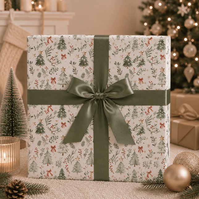 Papel de embrulho de Natal com aquarela moderna (Criador carregado)
