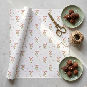 Papel de embrulho de Natal com Arco de visco em aq